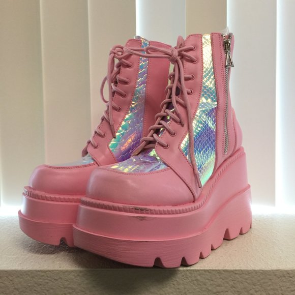 PRE LOVED - Pink Poison Platform Boots PNK/7 - SH242 - Picture 7 of 8